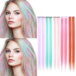 Color Long Straight Clip Hair Synthetic Extensions