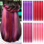 Color Long Straight Clip Hair Synthetic Extensions