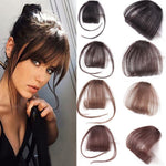 Thin Neat Air Bangs Human Hair Extensions Clip In Fringe Front Hairpiece Women