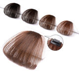 Thin Neat Air Bangs Human Hair Extensions Clip In Fringe Front Hairpiece Women