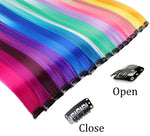 Color Long Straight Clip Hair Synthetic Extensions